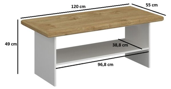 Konferenční stolek 120 bílý / dub harbor Riva