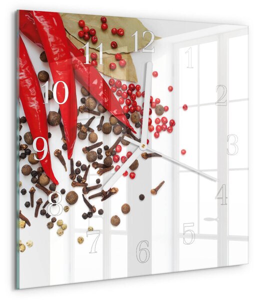Skleněné hodiny Paprika zskb-30x30-00086952