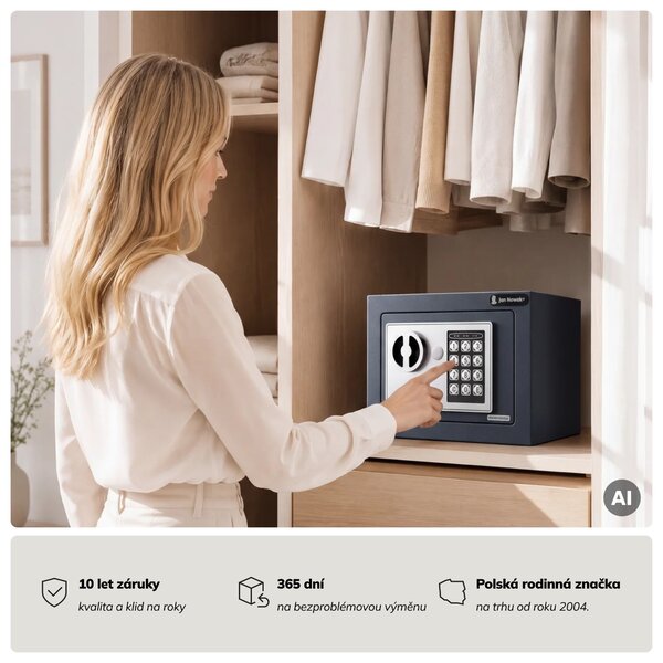 Mini domácí elektronický trezor na kód, na peníze a šperky, 230x170x170 mm: HECTOR