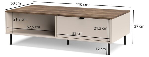 Konferenční stolek 2s/110 [EO4] kašmír / dub castello Evo