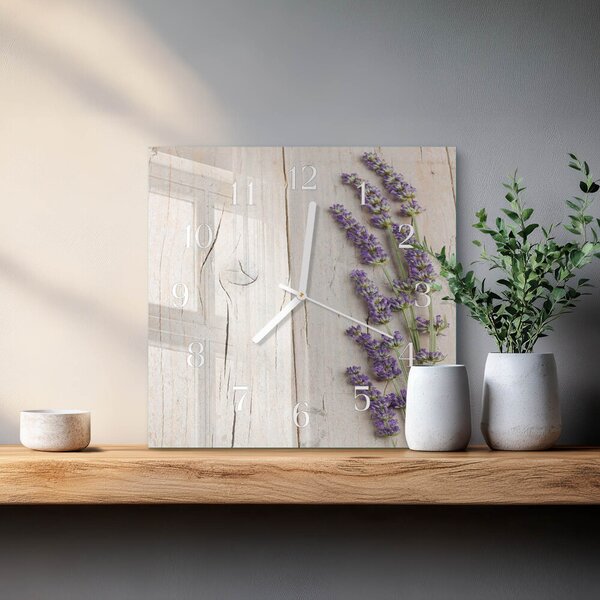 Skleněné hodiny Levandule zskb-30x30-00059918