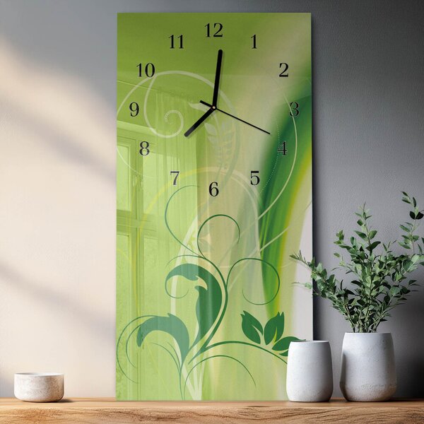 Skleněné hodiny vertikální Květinový vzor zsppc-30x60-00057683