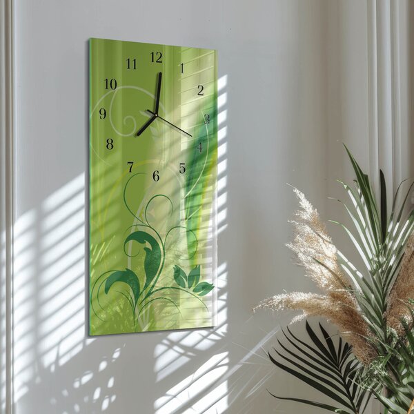 Skleněné hodiny vertikální Květinový vzor zsppc-30x60-00057683