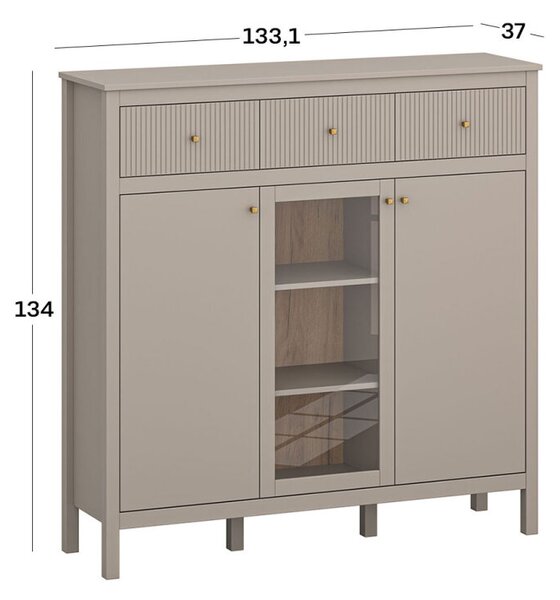Komoda 2d1w3s (G) taupe Kleo