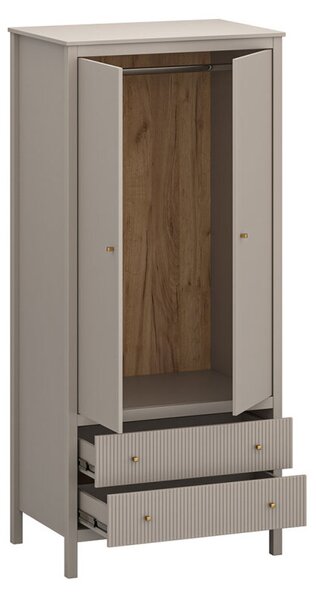Skříň dvoudveřová se zásuvkami Kleo 91x201x61 cm Taupe