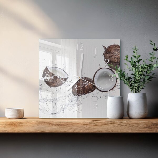 Skleněné hodiny Kokosové ořechy zskb-30x30-00087409