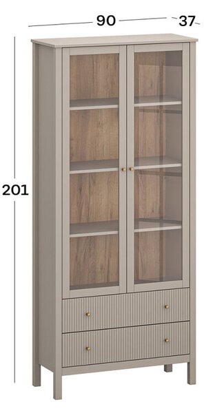 Vitrína 2w2s (V) taupe Kleo