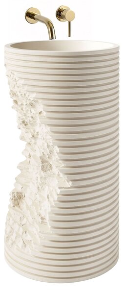 Rea Travena Round, volně stojící umyvadlo 410x410x860 mm, béžová-imitace kamene, REA-U3533