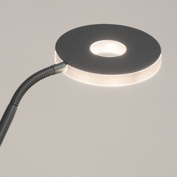 FISCHER & HONSEL LED stojací lampa Dent, pískově šedá, 180 cm, kov, 2-flg., stmívatelný, Hliník / šedá / zinek, Obývací pokoj / jídelna, kov, Moderní, Lampička na čtení