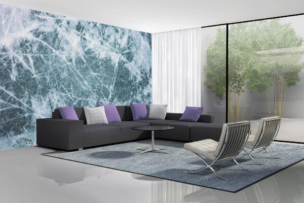DIMEX | Vliesová fototapeta Poškrábaný povrch ledu MS-5-2495 | 375 x 250 cm | modrá, bílá