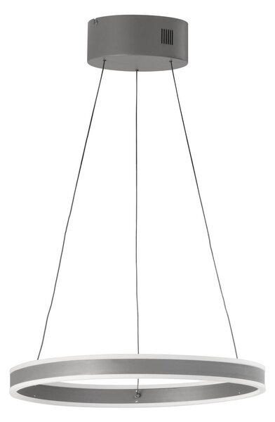 FISCHER & HONSEL Závěsné světlo LED Silvio, Ø 50 cm, pískově šedé, kov,, stmívatelný, Hliník / šedá / zinek, Obývací pokoj / jídelna, kov, Moderní