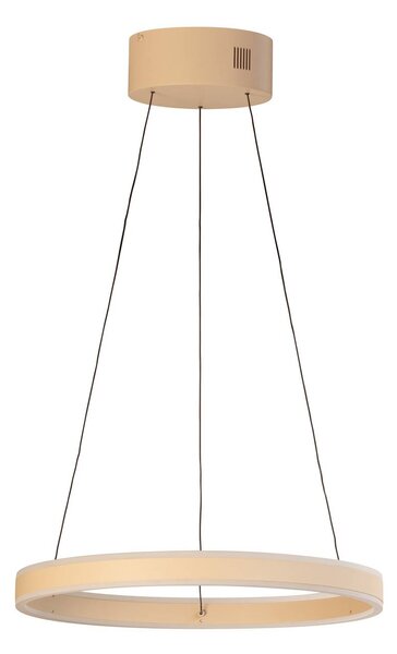 FISCHER & HONSEL Závěsné světlo LED Silvio, Ø 50 cm, písková barva, kov,, stmívatelný, Krémová / jantar, Obývací pokoj / jídelna, kov, Moderní