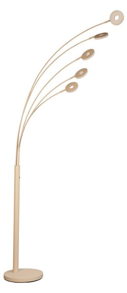 FISCHER & HONSEL LED stojací lampa Dent, písková barva, výška 225 cm, 5-flg., stmívatelný, Krémová / jantar, Obývací pokoj / jídelna, kov, Moderní, stojací lampa