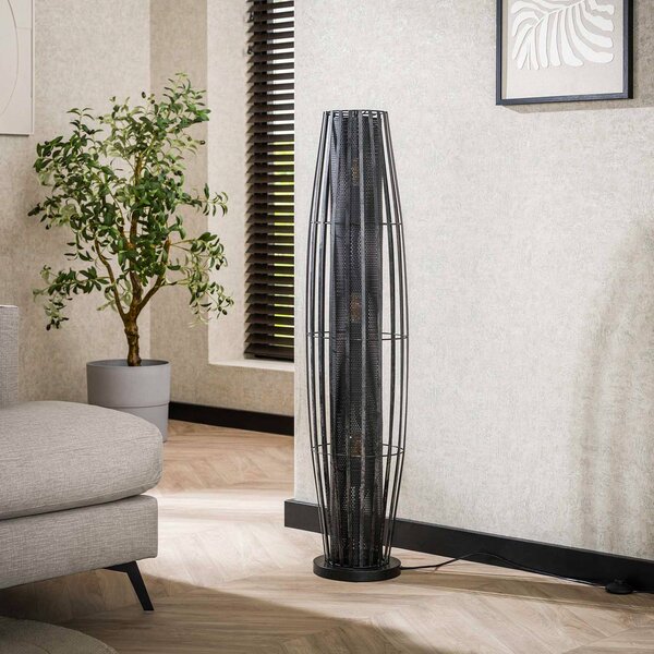 ZIJLSTRA Stojací lampa Dublindo, výška 120 cm, antracitová, kov, 3 x E27, Černá, Obývací pokoj / jídelna, kov