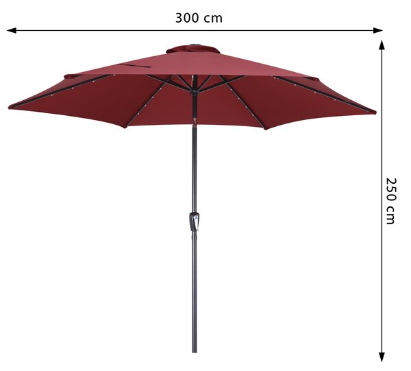 Deuba LED slunečník Florida Ø300 cm - červený