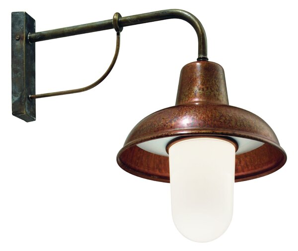 Il Fanale 243.25.ORB Contrada, nástěnné svítidlo z mosazi, mědi a bílého skla, 1x15W E27, Ø 25,5cm, IP44