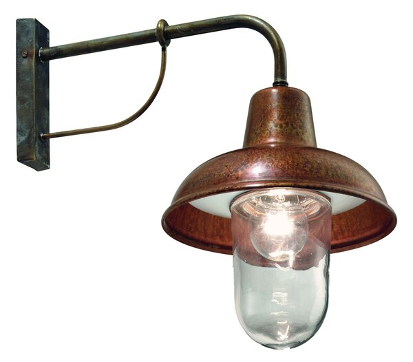 Il Fanale 243.25.ORT Contrada, nástěnné svítidlo z mosazi, mědi a čirého o skla 1x15W E27, Ø 25,5cm, IP44