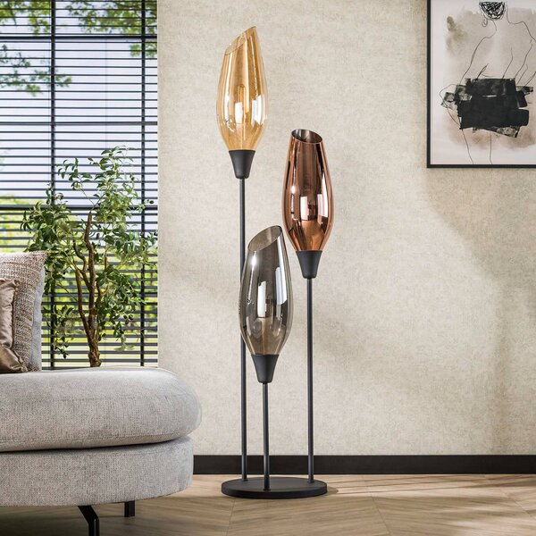 ZIJLSTRA Stojací lampa Mixture, 178 cm, vícebarevná, 3 žárovky, sklo/kov, Vícebarevná, Obývací pokoj / jídelna, Sklo, Moderní