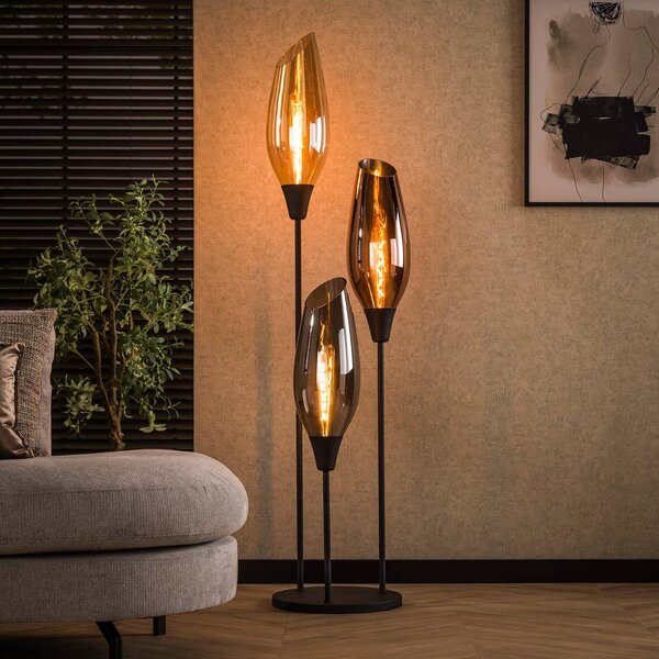 ZIJLSTRA Stojací lampa Mixture, 178 cm, vícebarevná, 3 žárovky, sklo/kov, Vícebarevná, Obývací pokoj / jídelna, Sklo, Moderní