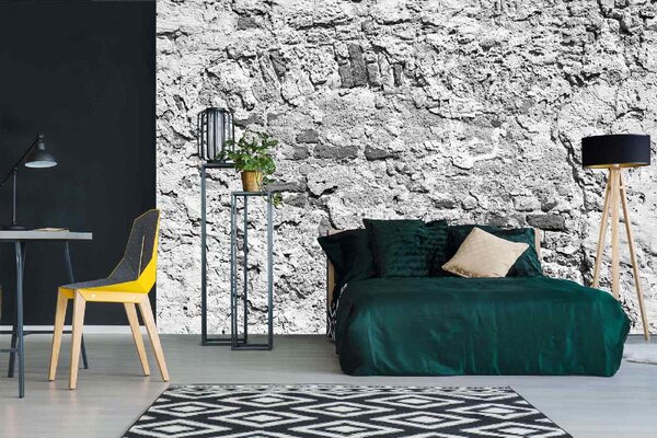 DIMEX | Vliesová fototapeta Textura zdi MS-5-2433 | 375 x 250 cm | bílá, černá