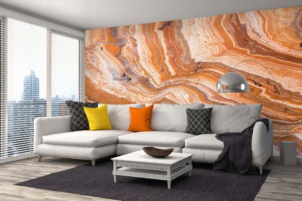 DIMEX | Vliesová fototapeta Krásný hnědý achát MS-5-2456 | 375 x 250 cm | oranžová