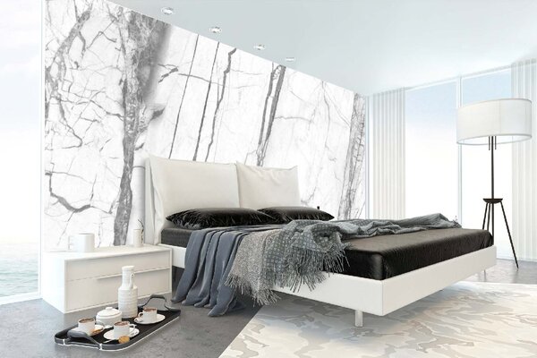 DIMEX | Vliesová fototapeta Bílý mramorový vzor MS-5-2487 | 375 x 250 cm | bílá, šedá