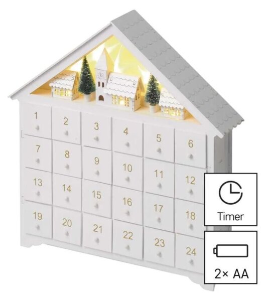 LED Adventní kalendář 8xLED/2xAA bílá