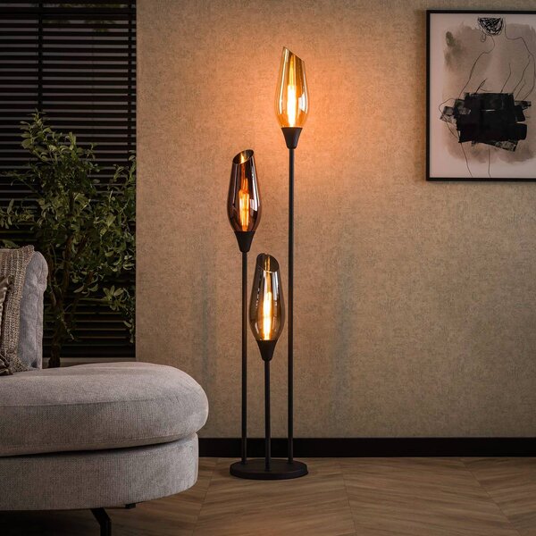 ZIJLSTRA Stojací lampa Mixture, 168 cm, vícebarevná, 3 žárovky, sklo/kov, Vícebarevná, Obývací pokoj / jídelna, Sklo, Moderní