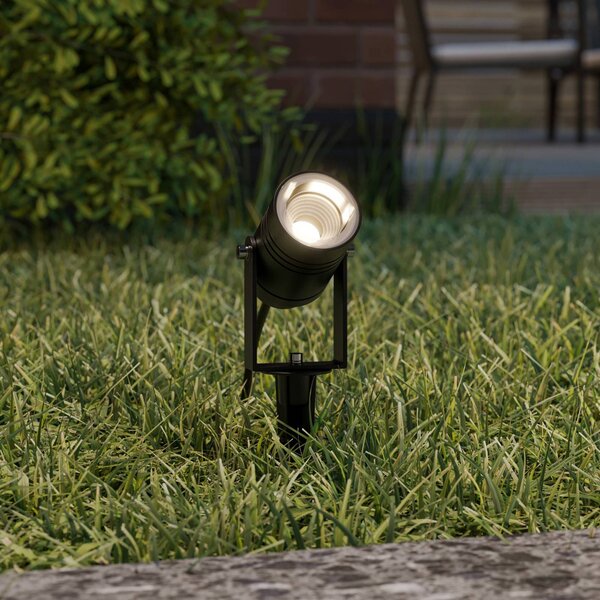 Lucande Venkovní reflektor Galina, zemní hrot, zástrčka, šedá, 11 cm, Hliník / šedá / zinek, Hliník, Moderní