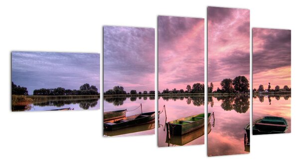 Loďky na jezeře, obraz (110x60cm)