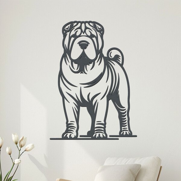 Dřevěný obraz psa SHAR PEI | Rozměry (cm): 29x40 | Zvolte barvu dekoru: Dub zlatý