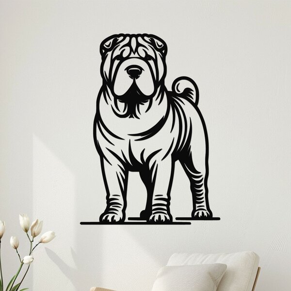 Dřevěný obraz psa SHAR PEI | Rozměry (cm): 29x40 | Zvolte barvu dekoru: Dub zlatý