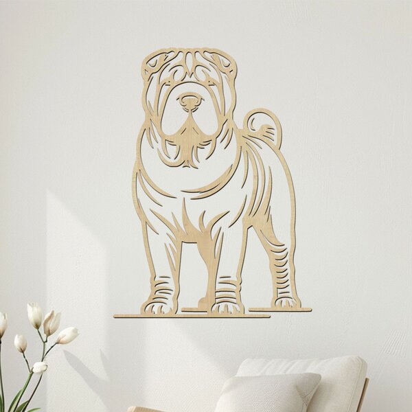 Dřevěný obraz psa SHAR PEI | Rozměry (cm): 29x40 | Zvolte barvu dekoru: Dub zlatý