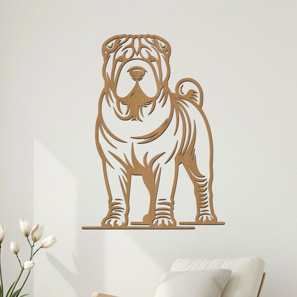 Dřevěný obraz psa SHAR PEI | Rozměry (cm): 29x40 | Zvolte barvu dekoru: Dub zlatý