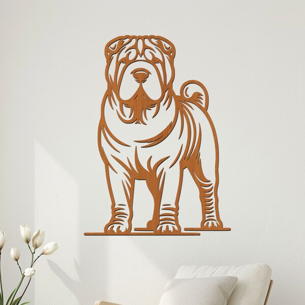 Dřevěný obraz psa SHAR PEI | Rozměry (cm): 29x40 | Zvolte barvu dekoru: Dub zlatý
