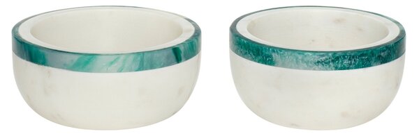 Set dvou bílo zelených mramorových misek Hübsch Snacky 12/13 cm