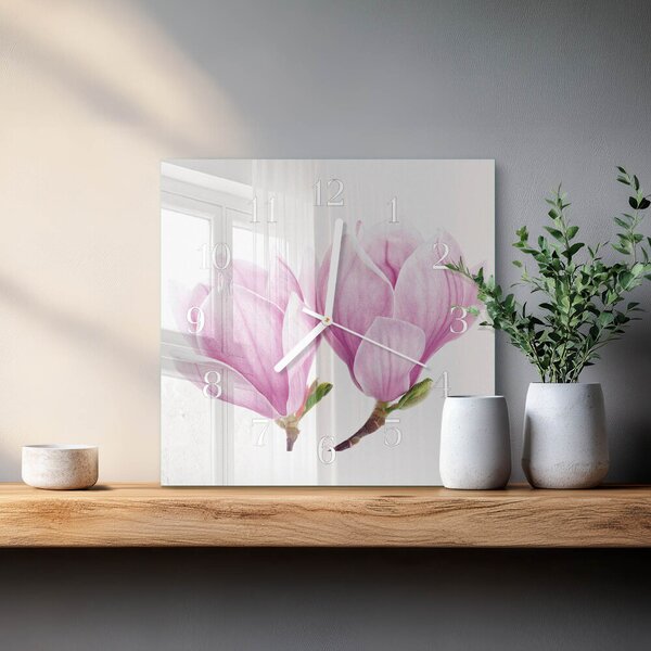 Skleněné hodiny Magnólie zskb-30x30-00083867
