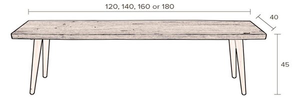 Hnědá lavice DUTCHBONE Alagon 180 cm