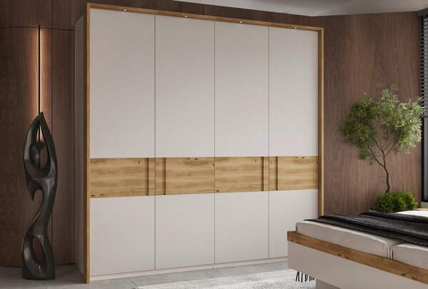 ŠATNÍ SKŘÍŇ S OTOČNÝMI DVEŘMI, dub, barvy dubu, světle šedá, 202/225/60 cm Dieter Knoll - Šatní skříně