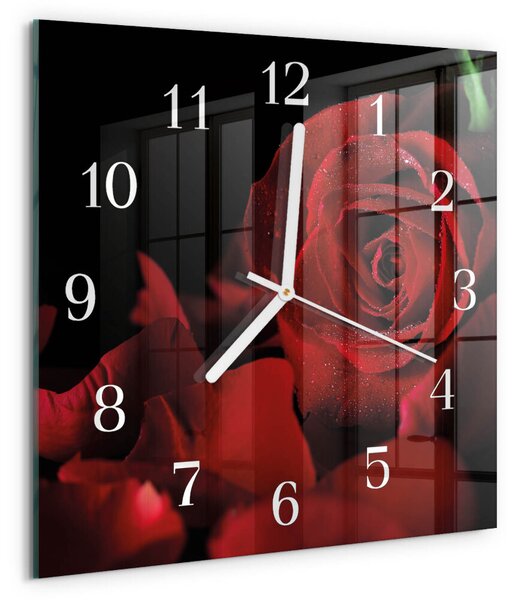 Skleněné hodiny Růže zskb-30x30-00086561