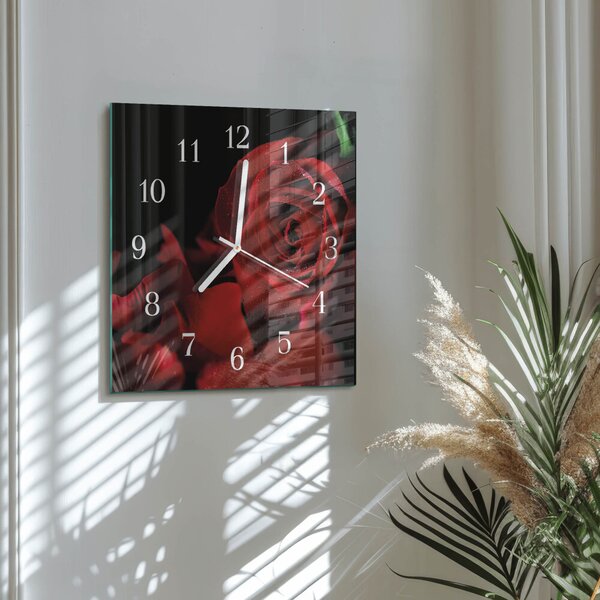 Skleněné hodiny Růže zskb-30x30-00086561
