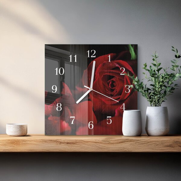 Skleněné hodiny Růže zskb-30x30-00086561