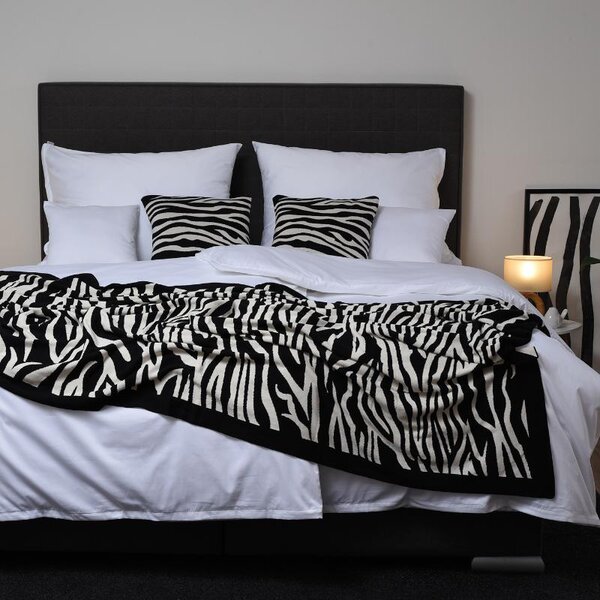 Pletený pléd DESIGN zebra černosmetanová střední 130 x 200 cm