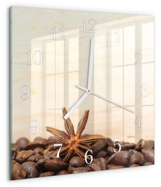Skleněné hodiny Kávová zrna zskb-30x30-00084672