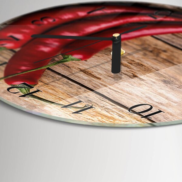 Skleněné nástěnné hodiny Chilli papričky zsoc-fi30-00180035