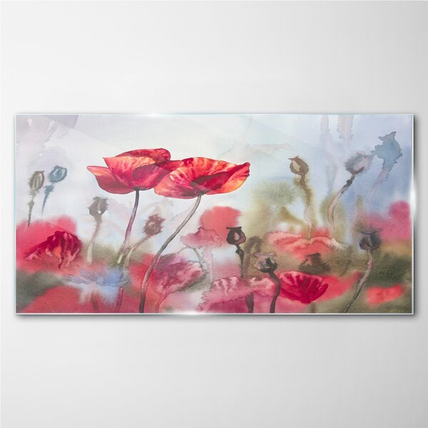 Obraz na skle Obraz na skle Květiny malování