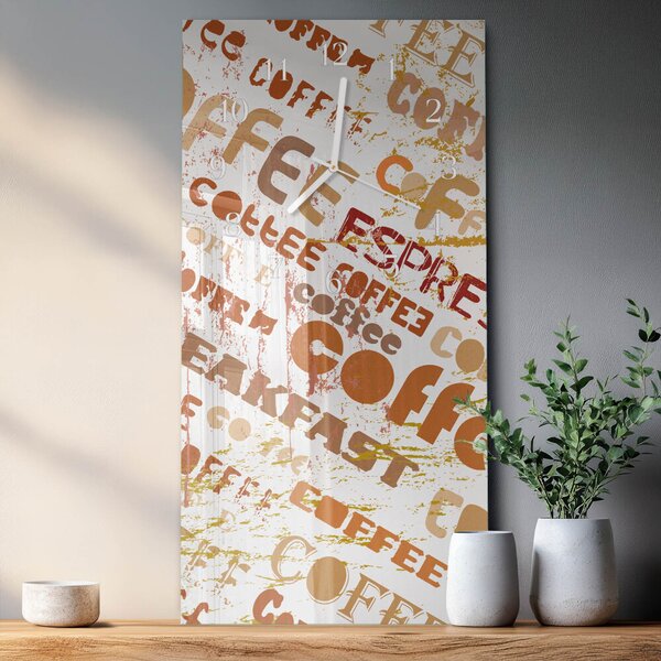 Skleněné hodiny vertikální Káva zsppb-30x60-00090576