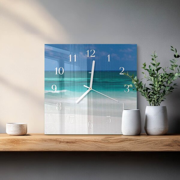 Skleněné hodiny Pláž Moře zskb-30x30-00081224