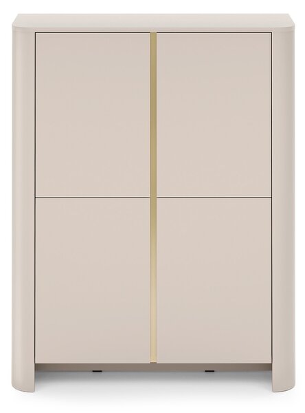Vysoká komoda Sorrenti 103 cm – kašmír / zlatá