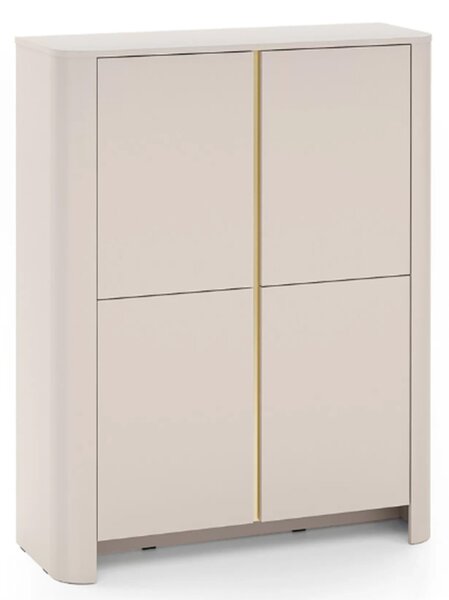 Vysoká komoda Sorrenti 103 cm – kašmír / zlatá